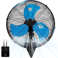 24” Wall Mount Fan 8000 CFM High Velocity Industrial Heavy Duty Fan with 3-Speed Oscillating Commercial Use for Warehouse, Garage, Factory, Blue