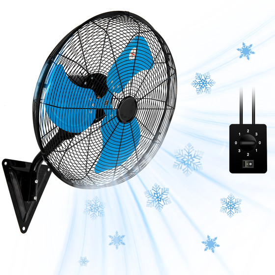 Wall Mount Fan 7000 CFM High Velocity Industrial 22 Inch Heavy Duty Fan with 3-Speed Oscillating Commercial Use for Warehouse, Garage, Factory, Blue