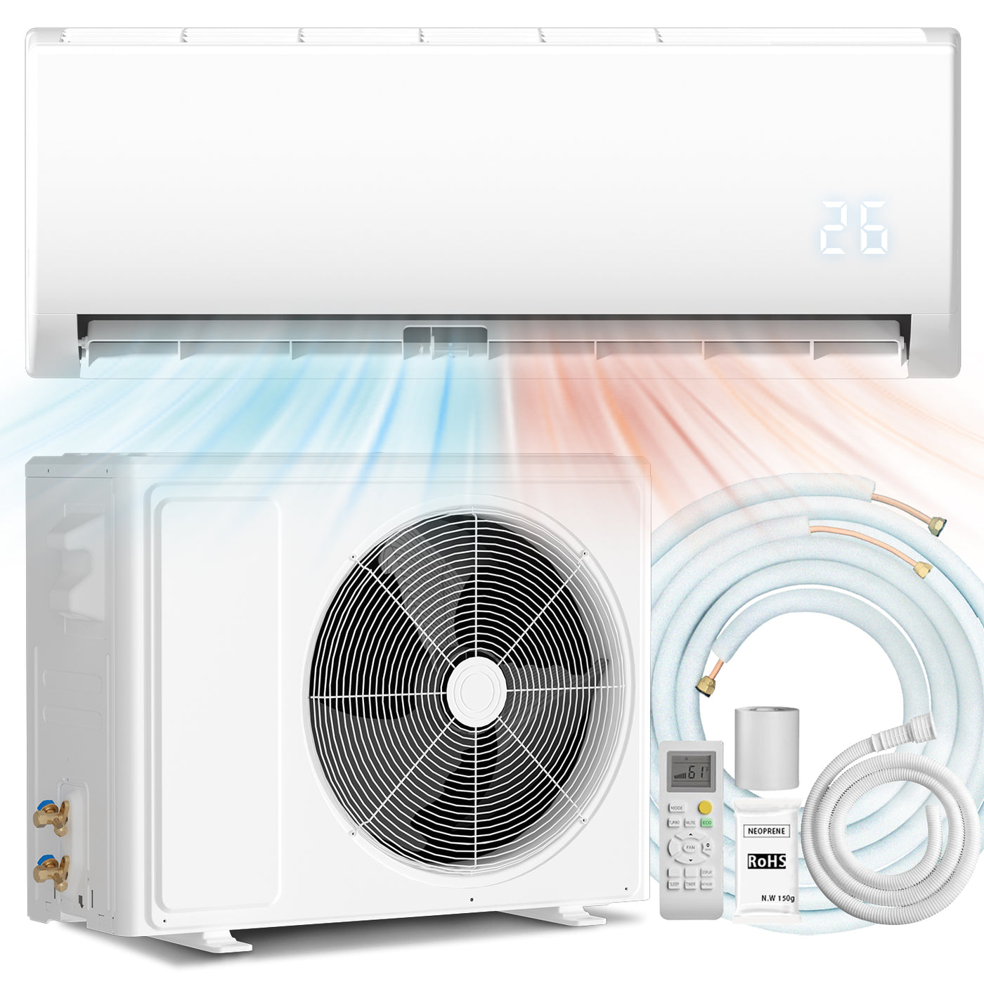 Split Air Conditioner & Heat Pump System, 9000 BTU, 115V