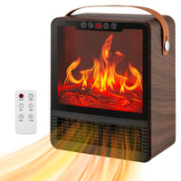 Portable Electric Fireplace Space Heater with 3D Flame Effect, Remote Control, Indoor Heater for Bedroom & Living Room