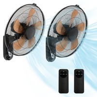 2 Pack Wall Mount Fan with Remote Control Wall Mounted Oscillating Fan with 3 Speed Settings,18in Adjustable Tilt and Timing for Bedroom 16in Metal Fans Blade