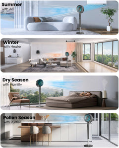 Pedestal Fan for Bedroom, 120° Oscillating Standing Fan with Remote, 23dB Quiet DC Motor Floor Fans for Room, 16 Speeds & 5 Modes, 120 ft Air Circulation, Adjustable Height 37"-46", 12H Timer