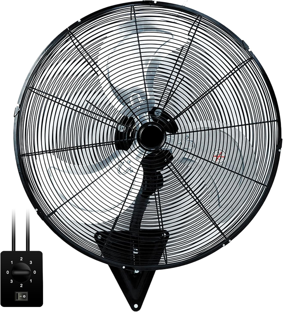 24 Inch Wall Mount Fan Oscillating Wall Fan High Velocity Heavy Duty 3-Speed Pro Metal Fans for Garage, Workhouse, Greenhouse, Farm, Shop, Industrial Use