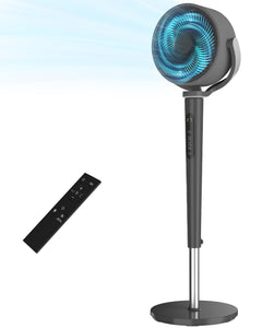 Pedestal Fan for Bedroom, 120° Oscillating Standing Fan with Remote, 23dB Quiet DC Motor Floor Fans for Room, 16 Speeds & 5 Modes, 120 ft Air Circulation, Adjustable Height 37"-46", 12H Timer