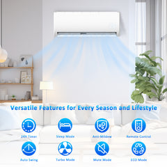 Split Air Conditioner & Heat Pump System, 9000 BTU, 115V