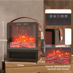 Portable Electric Fireplace Space Heater with 3D Flame Effect, Remote Control, Indoor Heater for Bedroom & Living Room