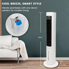 40" Evaporative Air Cooler with Remote, Quiet Swamp Coolers with 3 Modes, Portable Air Conditioner 70° Oscillation Equipped Aroma Box, White