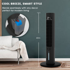 40" Evaporative Air Cooler with Remote, Quiet Swamp Coolers with 3 Modes, Portable Air Conditioner 70° Oscillation Equipped Aroma Box, Black