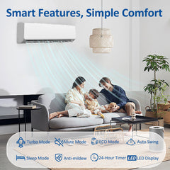 12000 BTU Mini Split Air Conditioner & Heater, 19 SEER2 115V Energy Efficient Ductless Wall-Mounted AC Unit Covers Up to 750 Sq. Ft, Remote Control