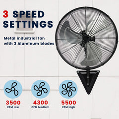 TMWINGS 20 Inch Wall Mount Fan Oscillating, High Velocity Industrial Wall Fans