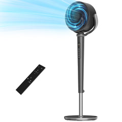 Pedestal Fan with 37"-46" Adjusted, Quiet Standing Fan for Home Bedroom, 120°+120° Smart 3D Oscillating Floor Fan, 16 Speeds, 4 Wind Modes, Screen-Off, Child Lock, 12H Timer