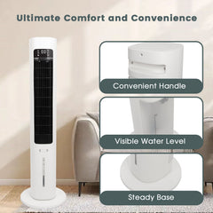 40" Evaporative Air Cooler with Remote, Quiet Swamp Coolers with 3 Modes, Portable Air Conditioner 70° Oscillation Equipped Aroma Box, White