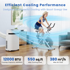 VAJIAZA 12000 BTU Portable Air Conditioner, Portable AC Unit up to 550 Sq.Ft, 4-in-1 Air Conditioner for Home with Sleep Modes, Remote Control