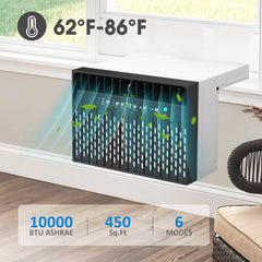 10000 BTU ASHRAE Window Air Conditioner with 6 Modes,U-Shaped Saddle Portable AC cooling up to 450 Sq.Ft. Washable Filter, Remote, Timer