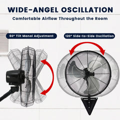 TMWINGS 20 Inch Wall Mount Fan Oscillating, High Velocity Industrial Wall Fans