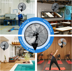 24 Inch Wall Mount Fan Oscillating Wall Fan High Velocity Heavy Duty 3-Speed Pro Metal Fans for Garage, Workhouse, Greenhouse, Farm, Shop, Industrial Use