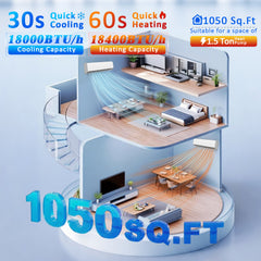 Split Air Conditioner & Heat Pump System, 18000 BTU, 230V