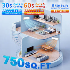 Split Air Conditioner & Heat Pump System, 12000 BTU, 115V