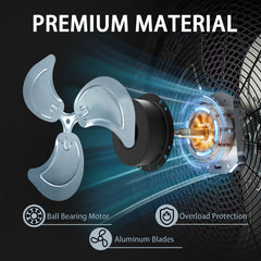 20" Wall Mount Fan 7000 CFM High Velocity Wall Industrial Fan 120° Oscillating Fans 3-Speed for Household, Commercial Use - ETL Listed, Black