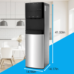 Bottom Load Hot & Cold Water Dispenser with Compressor Cooling, Stainless Steel Body & Aluminum Motor, High Dispensing Area, Safety Lock