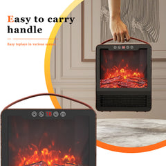 Portable Electric Fireplace Space Heater with 3D Flame Effect, Remote Control, Indoor Heater for Bedroom & Living Room