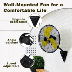 20 Inch Wall Mount Fan, Heavy Duty Oscillating Wall-Mounted Fan with 5500 CFM, High Velocity 3 Speed Fans Outdoor with Adjustable Tilting for Workshop, Garage, Patios, Commercial and Industrial