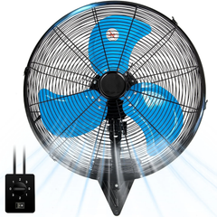 24” Wall Mount Fan 8000 CFM High Velocity Industrial Heavy Duty Fan with 3-Speed Oscillating Commercial Use for Warehouse, Garage, Factory, Blue