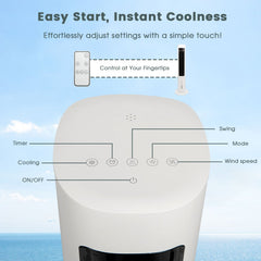 40" Evaporative Air Cooler with Remote, Quiet Swamp Coolers with 3 Modes, Portable Air Conditioner 70° Oscillation Equipped Aroma Box, White