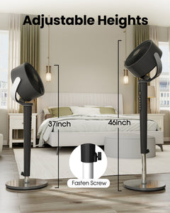 Pedestal Fan for Bedroom, 120° Oscillating Standing Fan with Remote, 23dB Quiet DC Motor Floor Fans for Room, 16 Speeds & 5 Modes, 120 ft Air Circulation, Adjustable Height 37"-46", 12H Timer