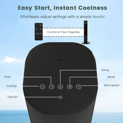 40" Evaporative Air Cooler with Remote, Quiet Swamp Coolers with 3 Modes, Portable Air Conditioner 70° Oscillation Equipped Aroma Box, Black