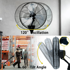 24 Inch Wall Mount Fan Oscillating Wall Fan High Velocity Heavy Duty 3-Speed Pro Metal Fans for Garage, Workhouse, Greenhouse, Farm, Shop, Industrial Use