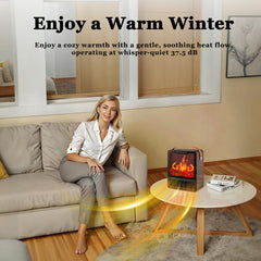 Portable Electric Fireplace Space Heater with 3D Flame Effect, Remote Control, Indoor Heater for Bedroom & Living Room