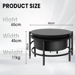 Rotating Outdoor Fire Pit Table, 4 in 1 Fire Pits for Outside Wood Burning with Grill Grate, Poker and Round Waterproof Cover, 28 Inch BBQ Grill Firepit Bowl for Camping, Patio, Backyard, Bonfire