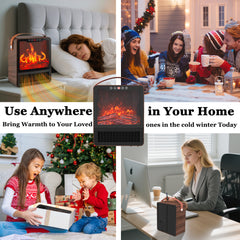 Portable Electric Fireplace Space Heater with 3D Flame Effect, Remote Control, Indoor Heater for Bedroom & Living Room