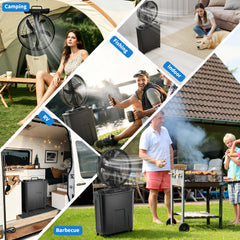 TMYWTRS 20" Large Misting Bucket Fan, Outdoor Rechargeable Camping Mist Fan | 25L Retractable Oscillating Mister Fan with Remote, Ice Cooling Fan with LED Light for Patio, Fishing, Golf, Traveling
