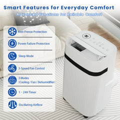 VAJIAZA 12000 BTU Portable Air Conditioner, Portable AC Unit up to 550 Sq.Ft, 4-in-1 Air Conditioner for Home with Sleep Modes, Remote Control