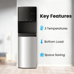 Bottom Load Hot & Cold Water Dispenser with Compressor Cooling, Stainless Steel Body & Aluminum Motor, High Dispensing Area, Safety Lock