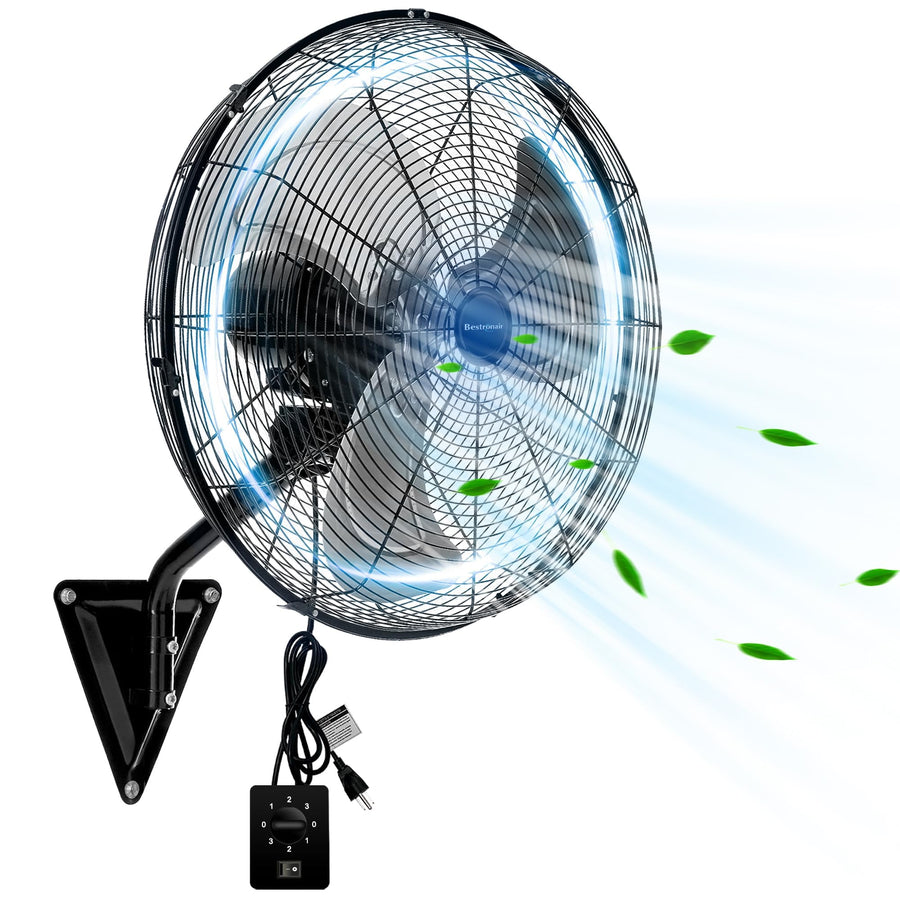 Bestronair 20" Wall Mount Fan, 7100CFM Heavy Duty Wall Fan with 3-Speed & Adjustable Tilt, High Velocity Industrial Oscillating Fans for Garage, Factory, Patio, Indoor, Porch, Shop & Commercial Use - ETL Listed